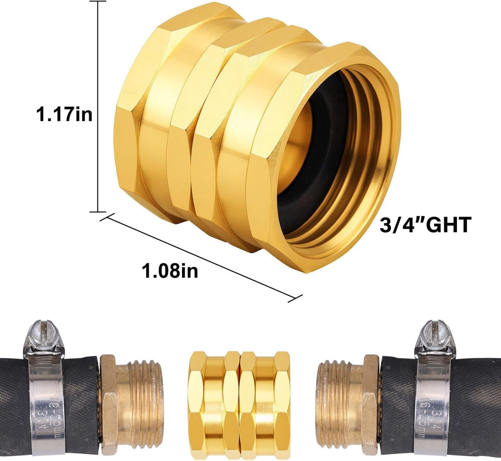 Garden Hose Fittings Connectors Adapter Solid Brass Repair double female to female faucet leader coupler ​dual water