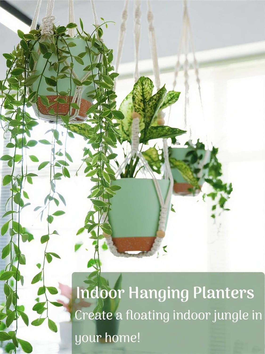 Bouqlife Self Watering Hanging Planters for Indoor Plants 3 Pack Macrame Plant Hangers with Drainage Holes Pots and