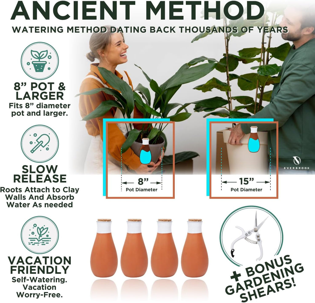 Plant Self Watering Globes - Terracotta Watering Spikes - Slow Release Olla Watering Pots - Drip Irrigiation Olla System