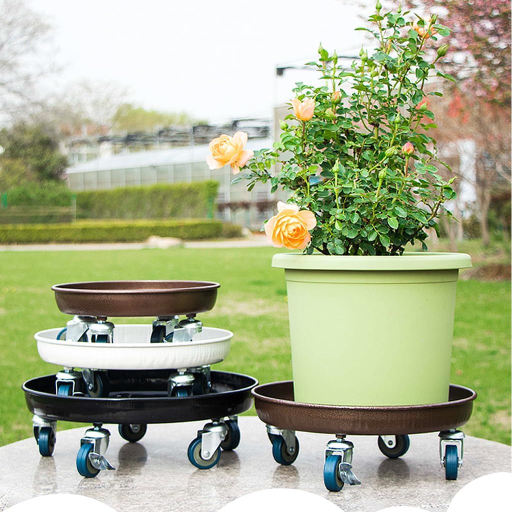 16" Heavy Duty Plant Dolly with Wheels, 320lbs Metal Rolling Plant Stand with Casters, Round Wheeled Planter Caddy