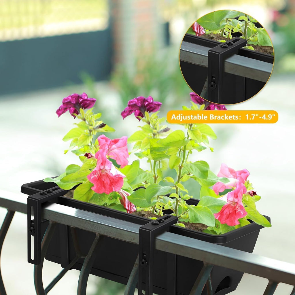 Balcony Planters Railing Hanging, Deck Railings Planter Boxes 16.9in, Railing Planter Box, Deck Planters for Railings