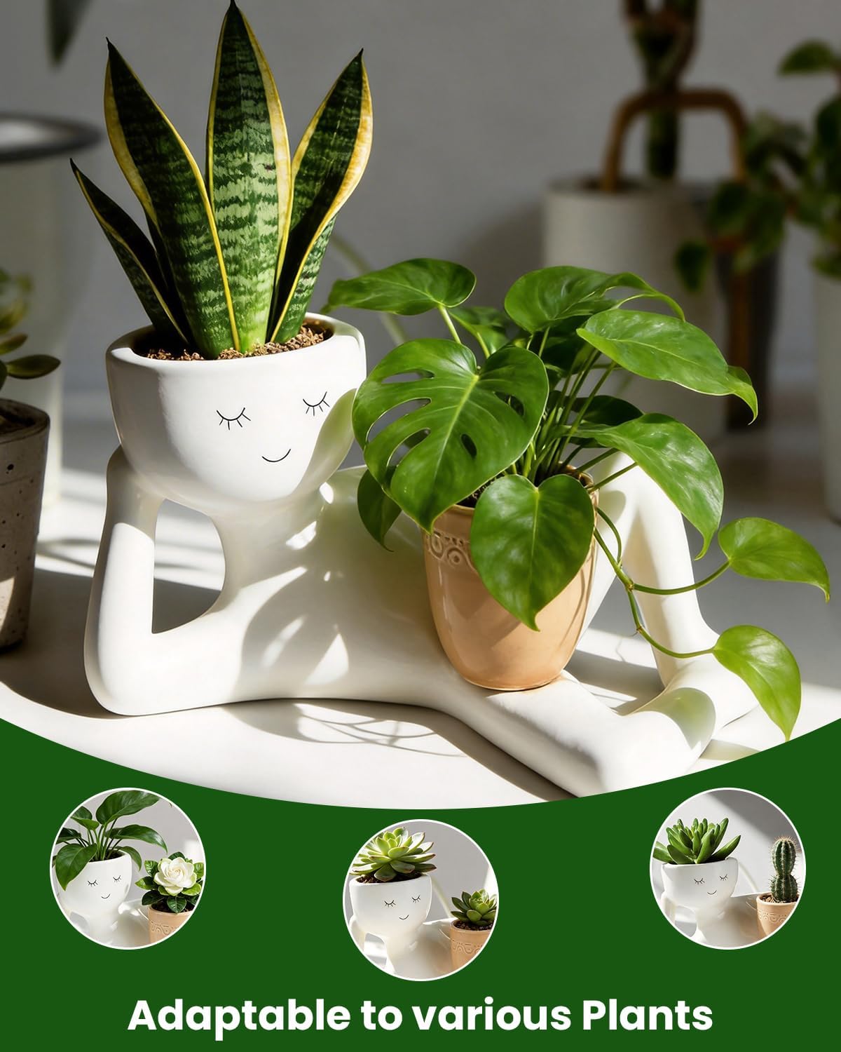Funny Planters Pots Head Funny Cute Succulent Plant Pots Face Head Planter Unique Bathroom Planters Lazy Guy Little