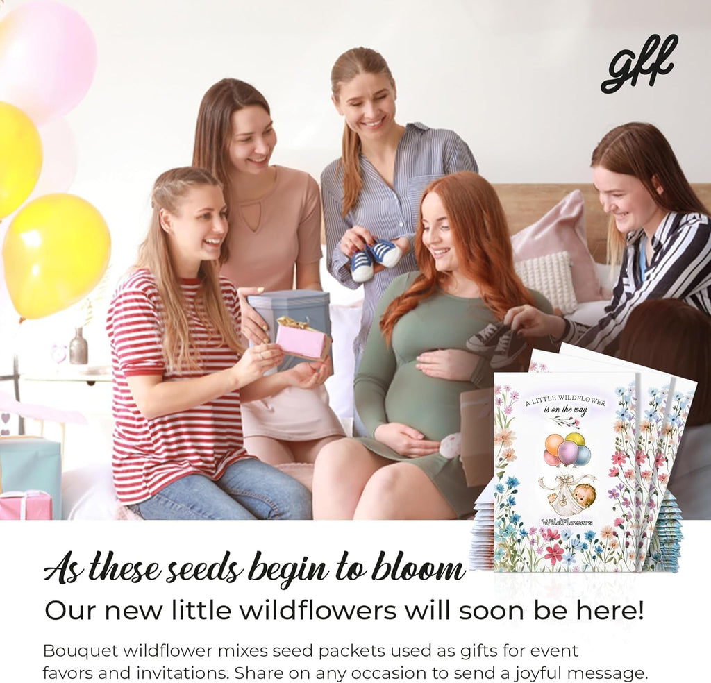 25 Wildflower Seed Packets - Baby Shower Favors for Guests - Gender Reveal Party Supplies - Wild Flower Seeds Throw and
