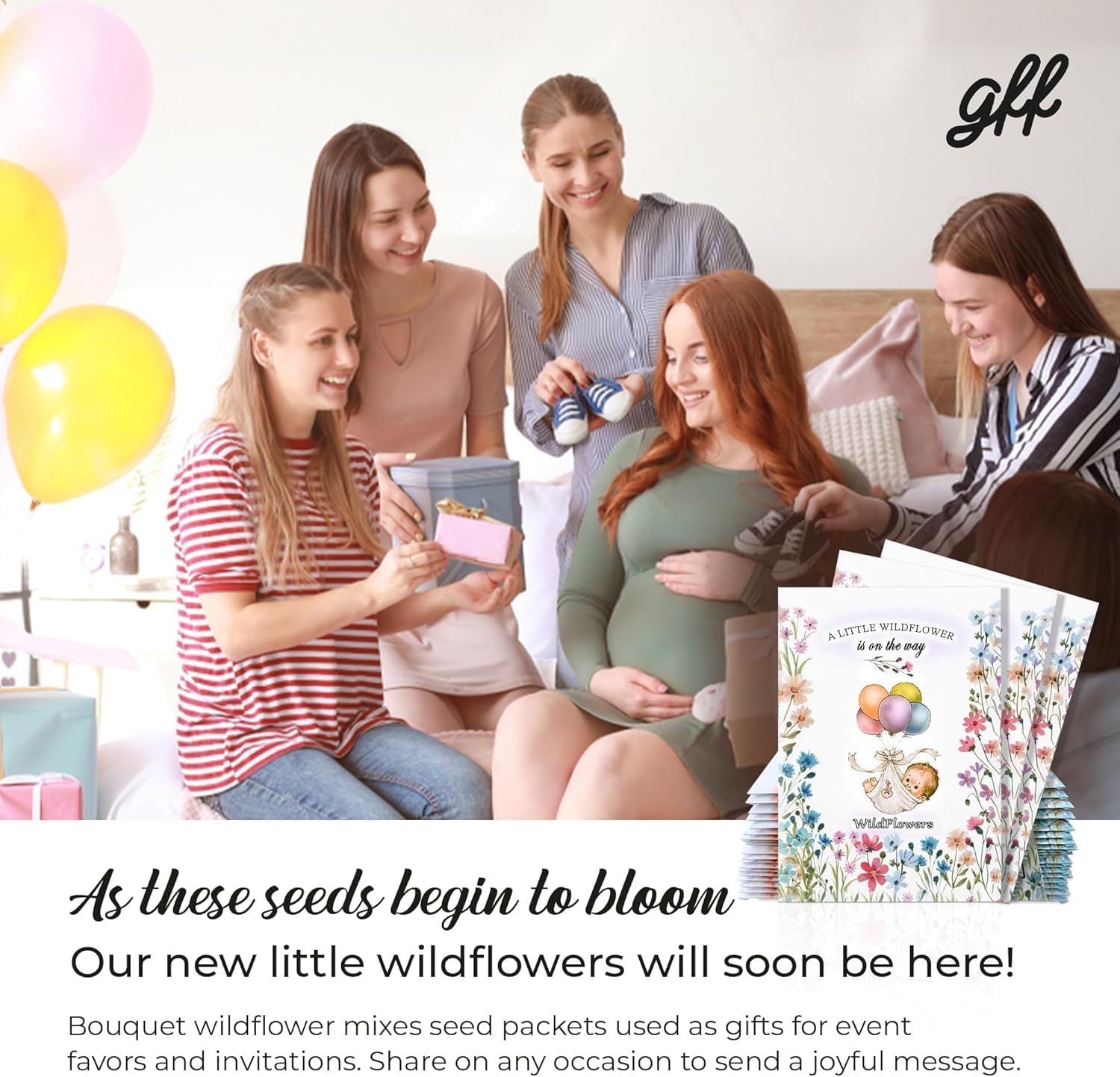 25 Wildflower Seed Packets - Baby Shower Favors for Guests - Gender Reveal Party Supplies - Wild Flower Seeds Throw and
