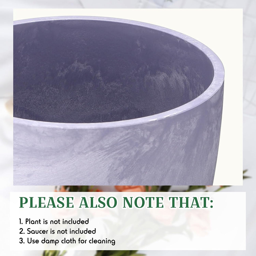 CroBlissful 5 Pack Flower Pots 5 Inch Outdoor Plant Pots for Indoor Marble Pattern Plastic Tree Planters with Drainage