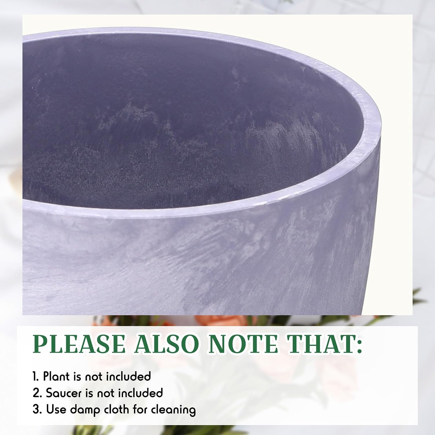 CroBlissful 5 Pack Flower Pots 5 Inch Outdoor Plant Pots for Indoor Marble Pattern Plastic Tree Planters with Drainage