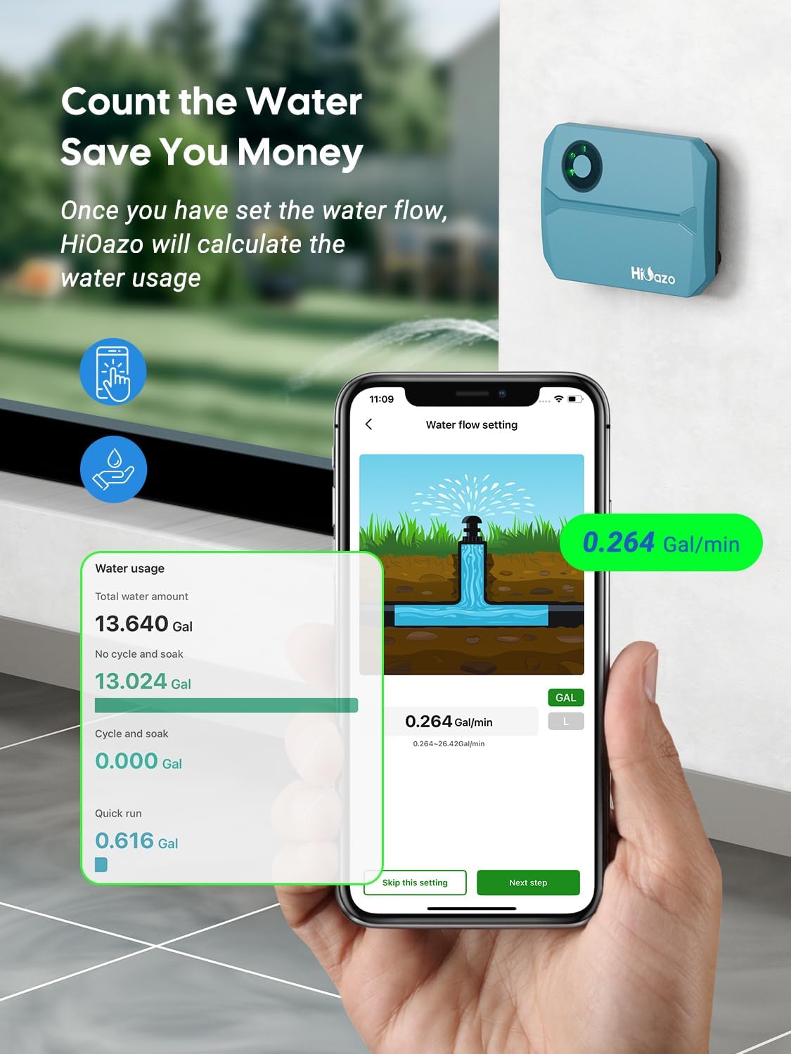 Smart Sprinklers Controller WiFi, Irrigation Controller Easy Use App Enabled, 4 Zone + 16 Plans, Save Water Auto Skip