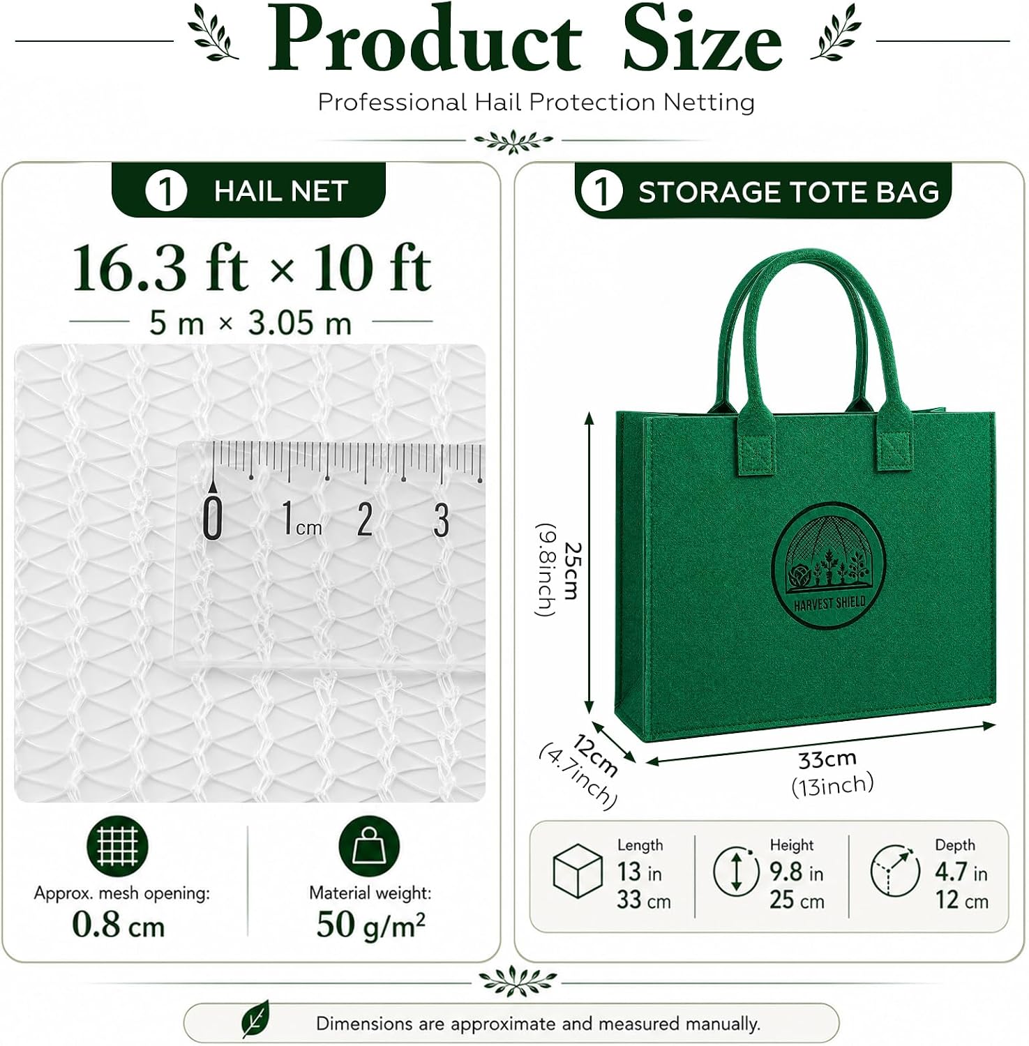 SATINIOR Garden Netting 16.3x10 Ft, Hail Netting, Heavy Duty Bird Net, Plant Protective Woven Mesh with Storage Bag, UV