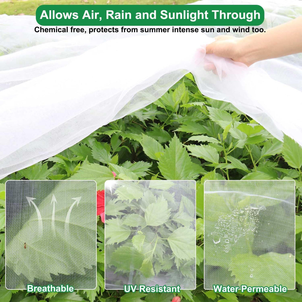 KLEWEE 10 x 50 FT Garden Mesh Netting, Ultra Fine Mesh Plant Netting Covers | Garden Netting for Raised Beds Vegetable