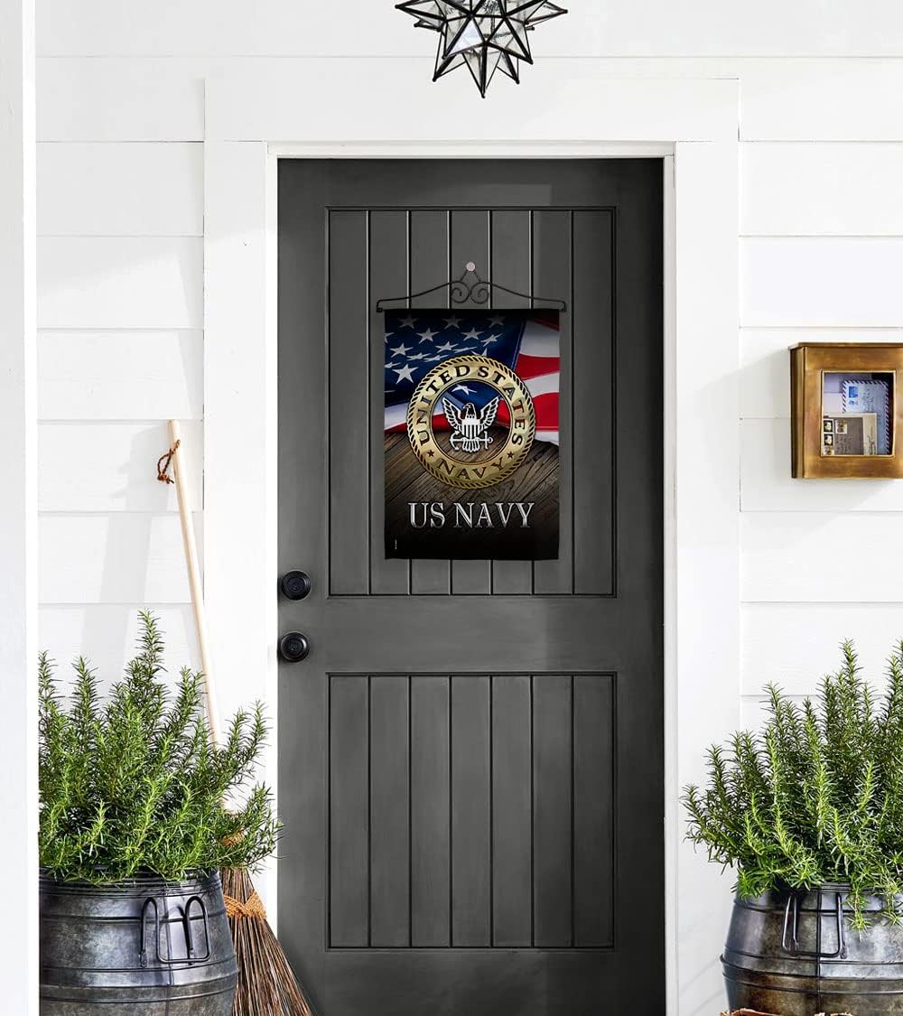 US Navy Garden Flag - Set Wall Hanger Armed Forces USN Seabee United State American Military Veteran Retire Official