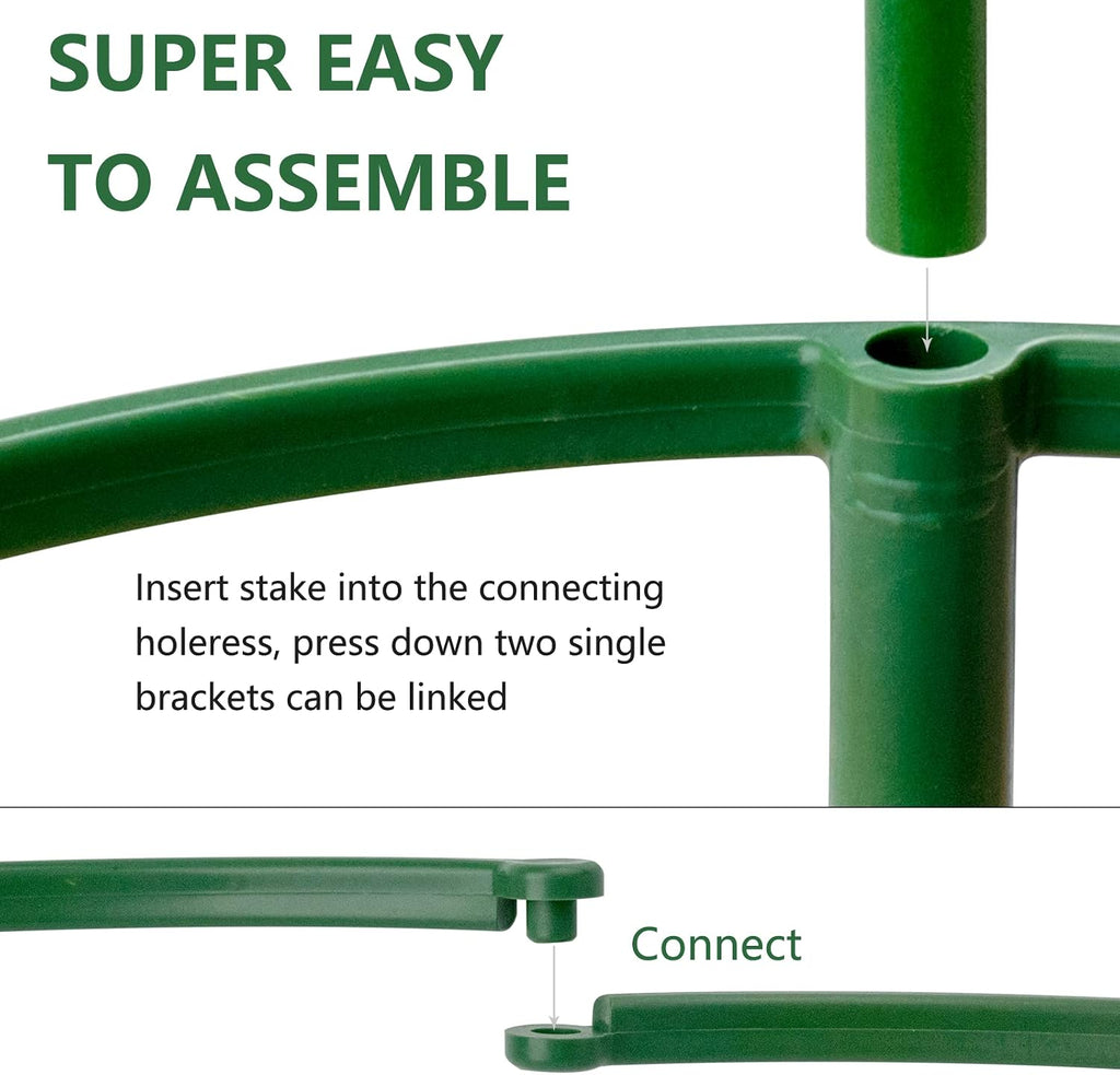 36Packs Plant Support Stake Half Round Plant Support for Indoor Plants, Stackable 3 Tier Garden Flower Support, Plant