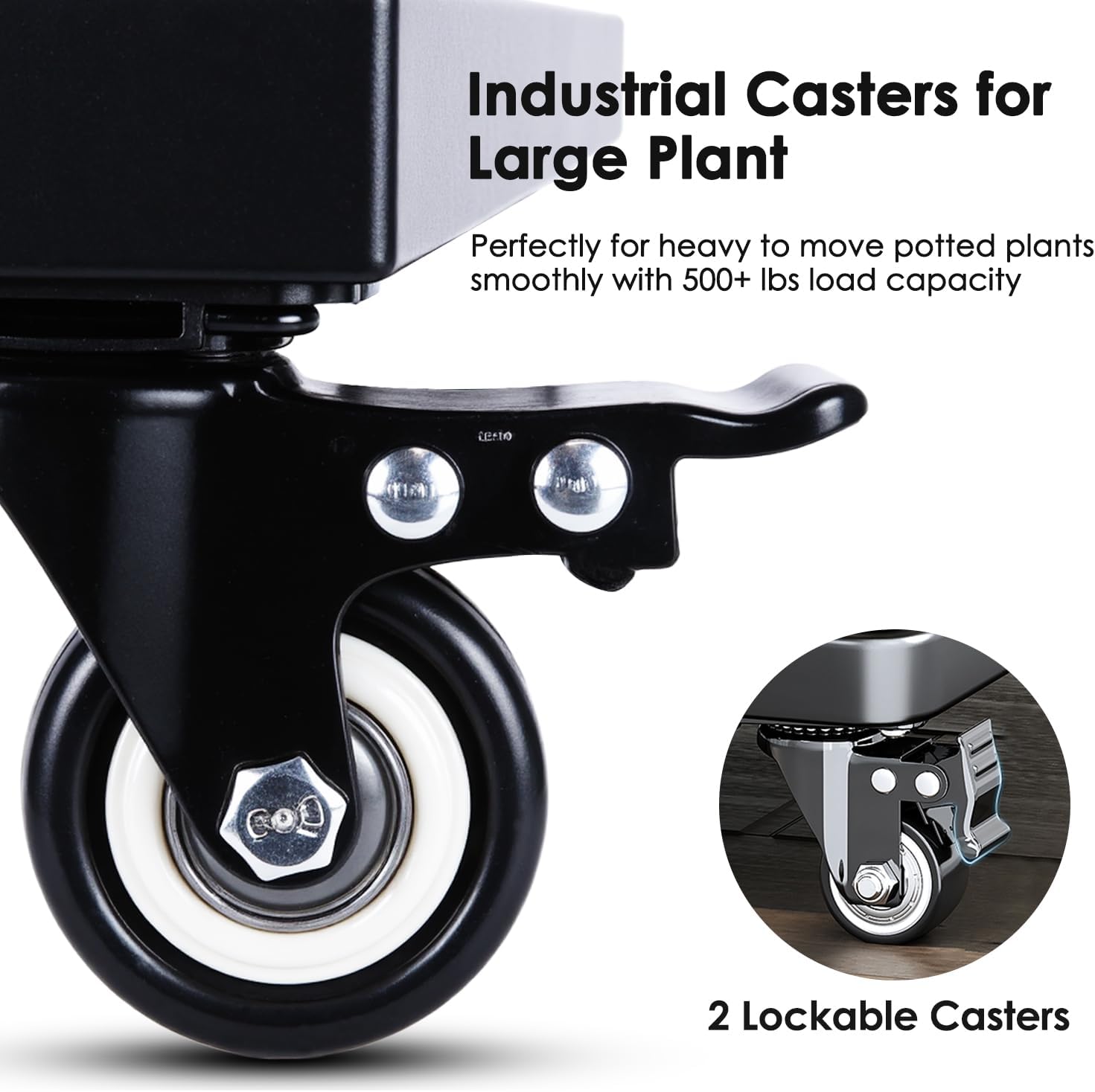 18" Square Plant Stand with Wheels Heavy Duty,Large Metal Plant Caddy Indoor Outdoor Use,Rolling Plant Dolly with