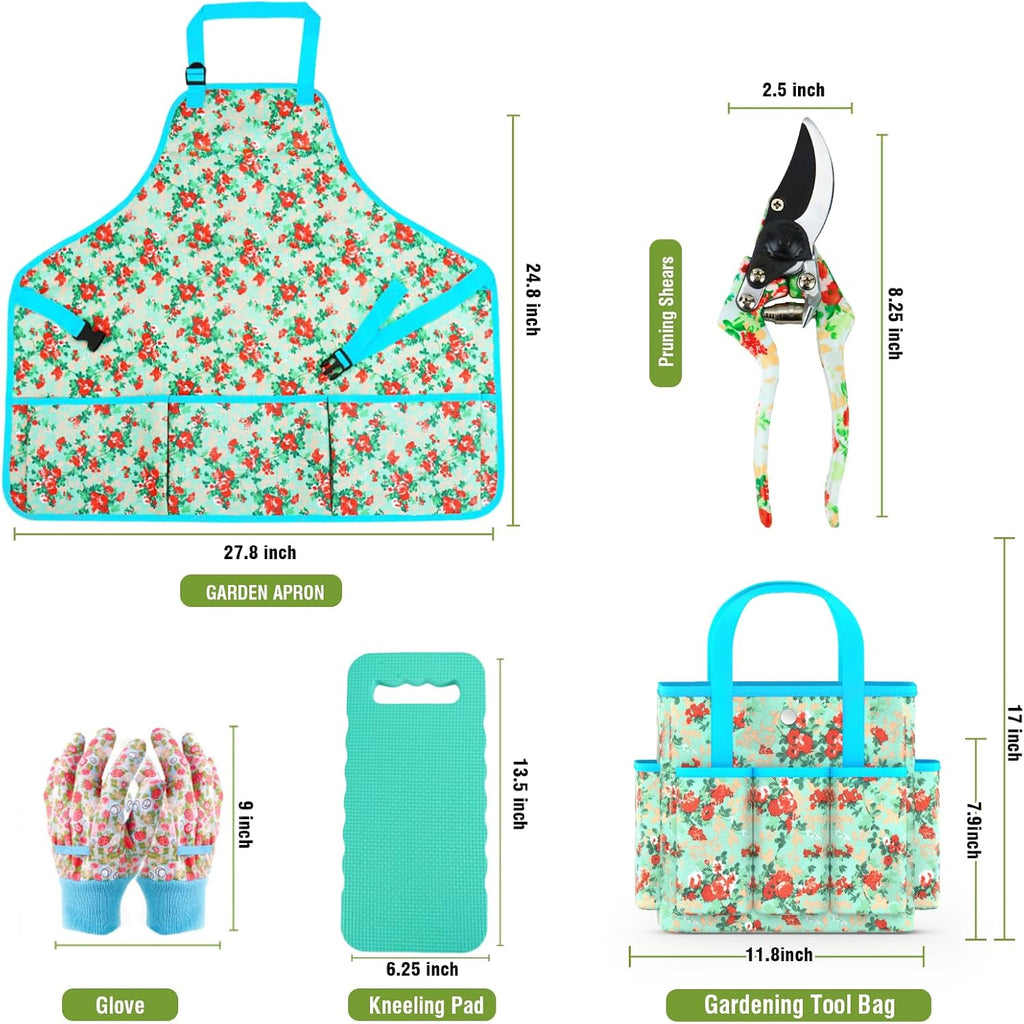 Garden Tools Set WANCHI 10 Piece Heavy Duty Floral Garden Tool Set Gardening Gifts for Women Men Birthday Rust-Proof