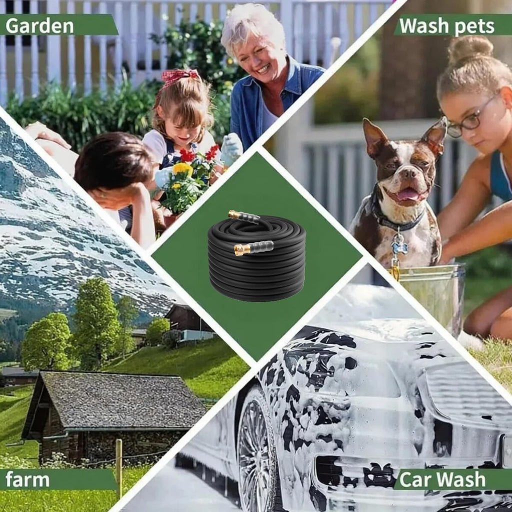 Heavy Duty Premium Garden Hose 125ft x 5/8", 300PSI Working, 1000PSI Burst, Hybrid Rubber Water Hose with Transparent