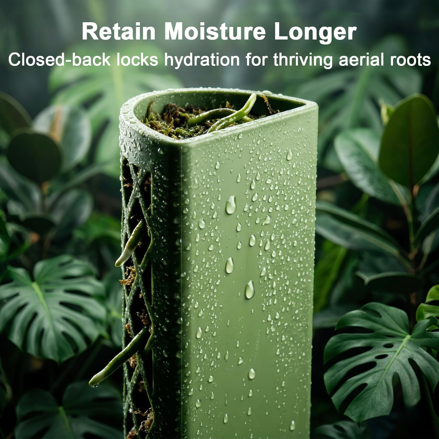 Moss Pole Monstera Plant Support: 40" Stackable Kit for Climbing Vines | No-Rot D-shape Plastic Mesh Trellis Stakes