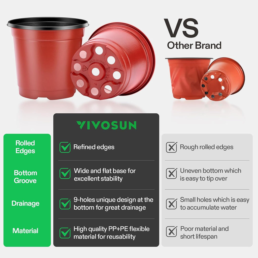 VIVOSUN 50 Pcs 6 in Plastic Plant Nursery Pots, Seed Starting Pots | Flower Plant Container for Seedlings, Cuttings