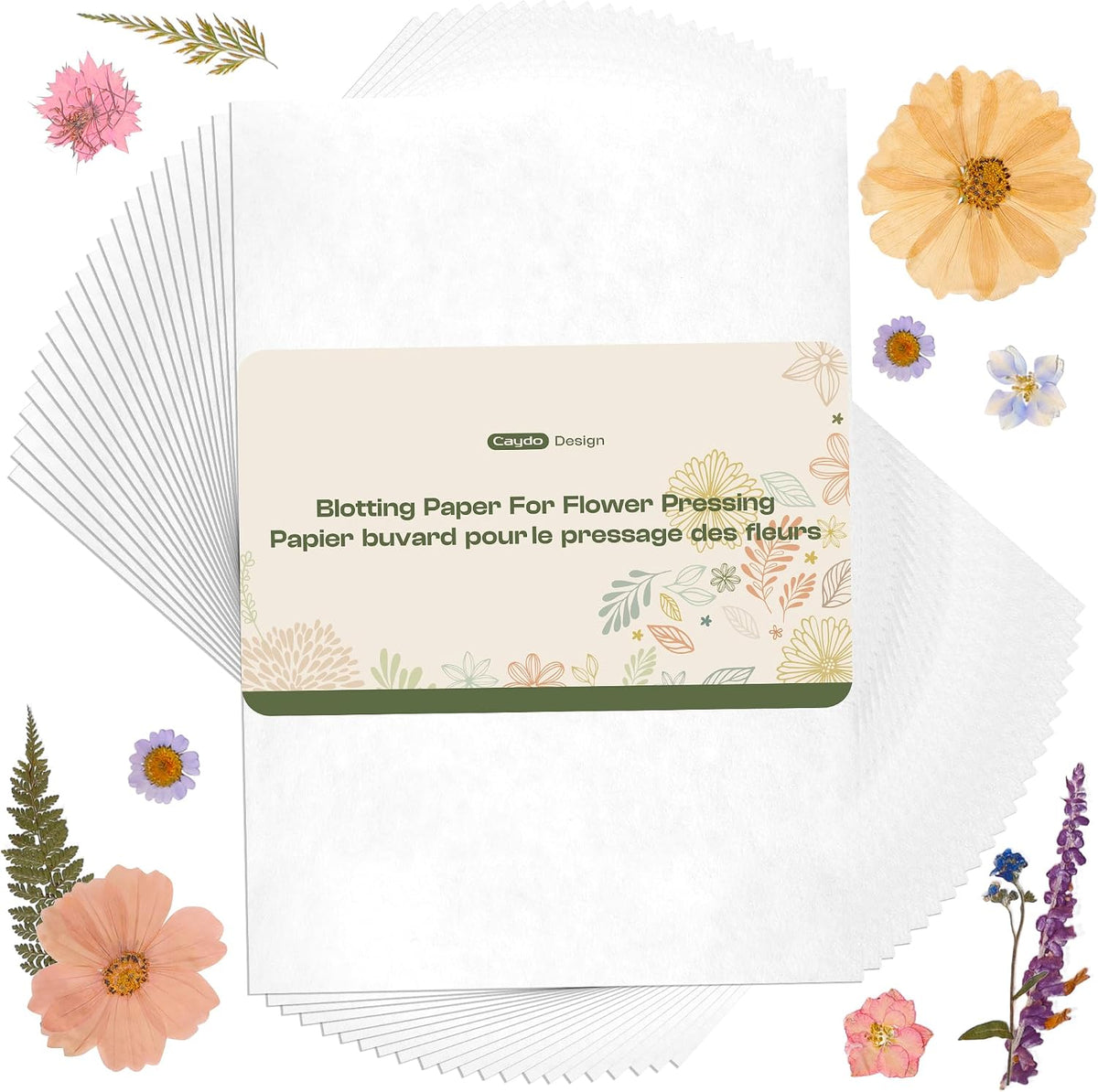 Caydo 22pcs Large 11.8 x 8.26 Inch Blotting Paper for Flower Press, Highly Absorbent and Reusable Blotter Papers for Pressing Flower & Herbarium Herbs,Simply Cutting Blotter Sheets for Craft Supplies