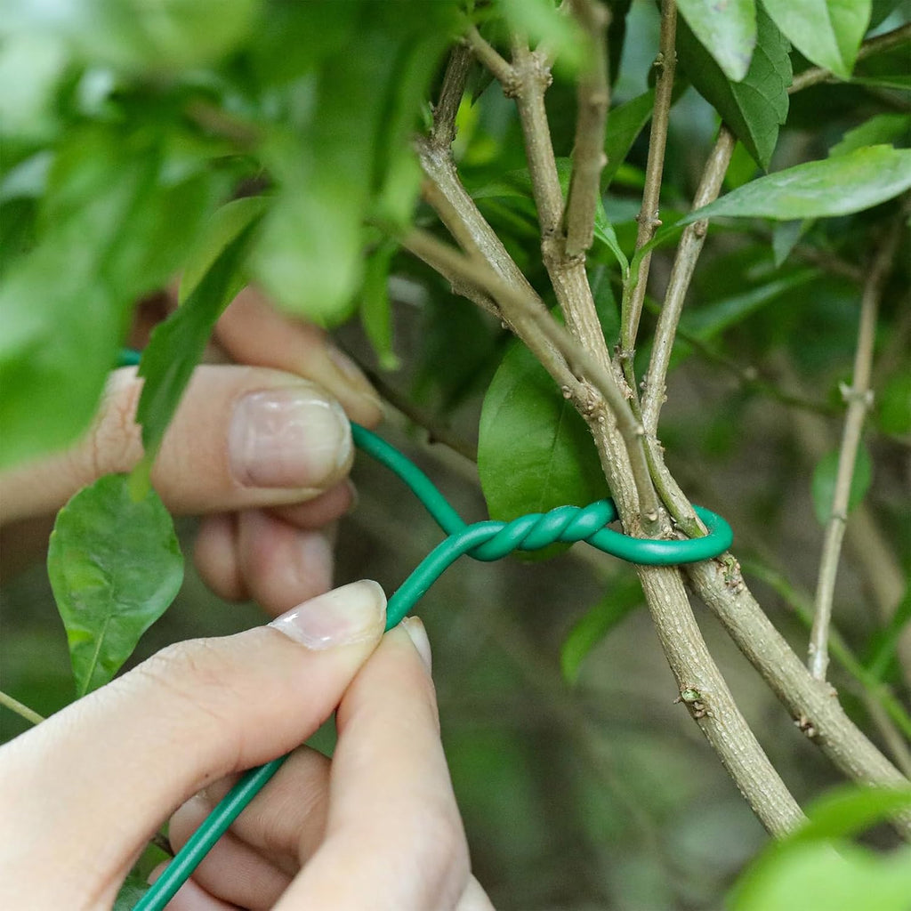 Zhengmy 500Ft/153m Green Garden Wire, Sturdy Plant Ties with Wire Cutter, Twist Garden Ties Gardening Supplies 2.5 mm
