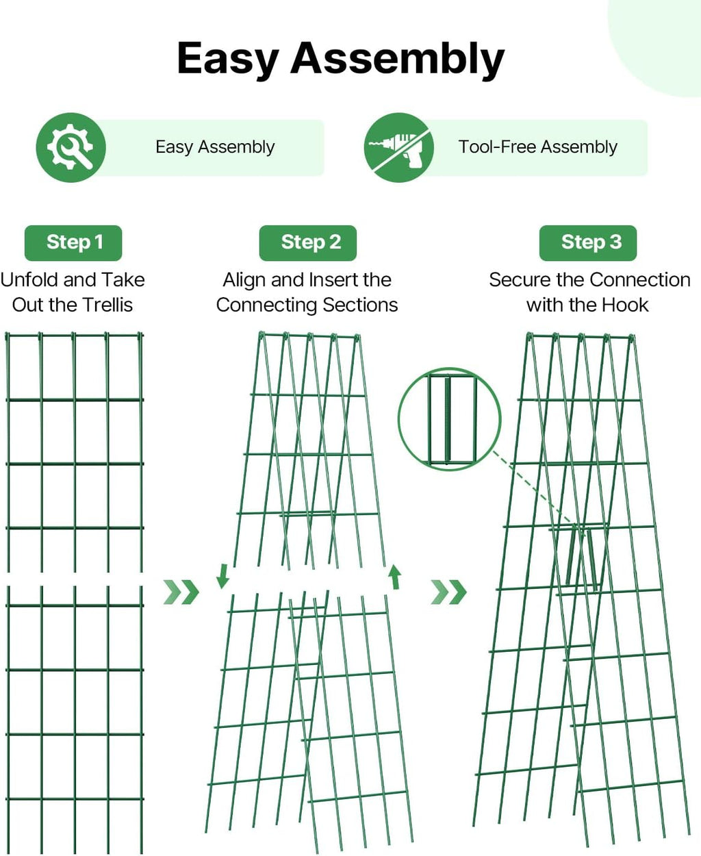 Suteck A-Frame Cucumber Trellis 59.4" 2 Pack, Foldable Metal | Garden Trellis for Cucumbers, Peas, Beans & Climbing