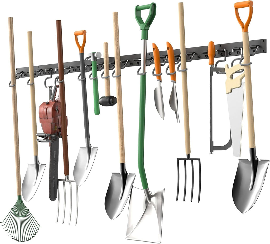 TORACK Plastic Wall Mounted Mop and Broom Holder, Garden Tools Organizer for Garage Wall, Yard Tool Storage Rack for