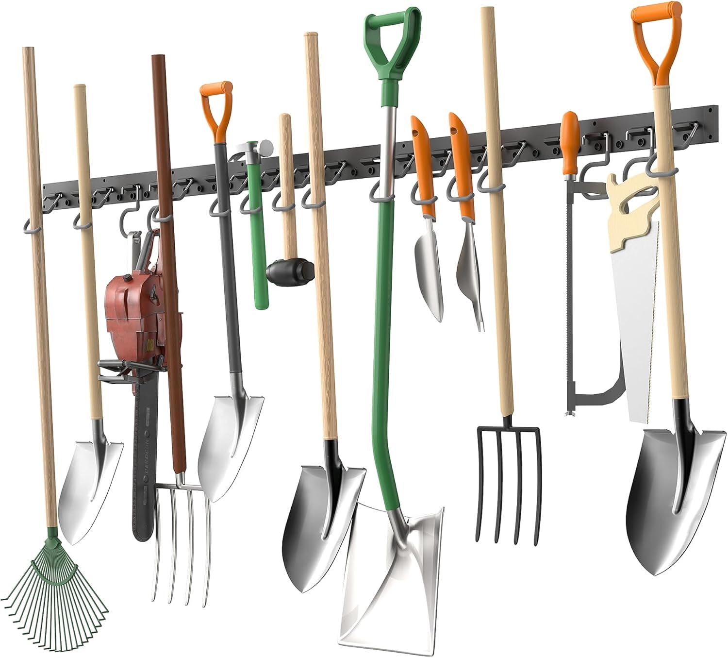 TORACK Plastic Wall Mounted Mop and Broom Holder, Garden Tools Organizer for Garage Wall, Yard Tool Storage Rack for