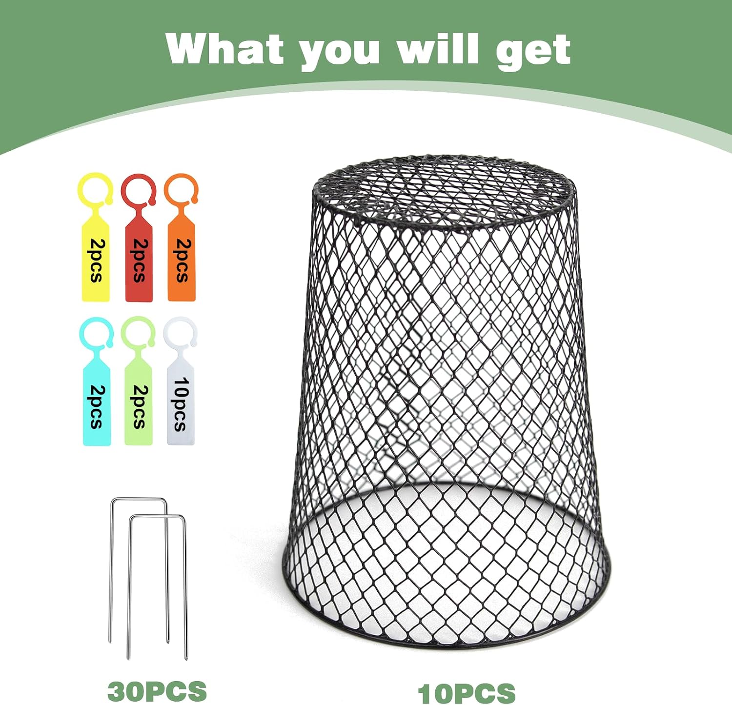 10 Pcs 6.8"×7.4" (Multiple Sizes/Quantities Available) Seedling Plant Protectors from Animals, Chicken Wire Plant Cage