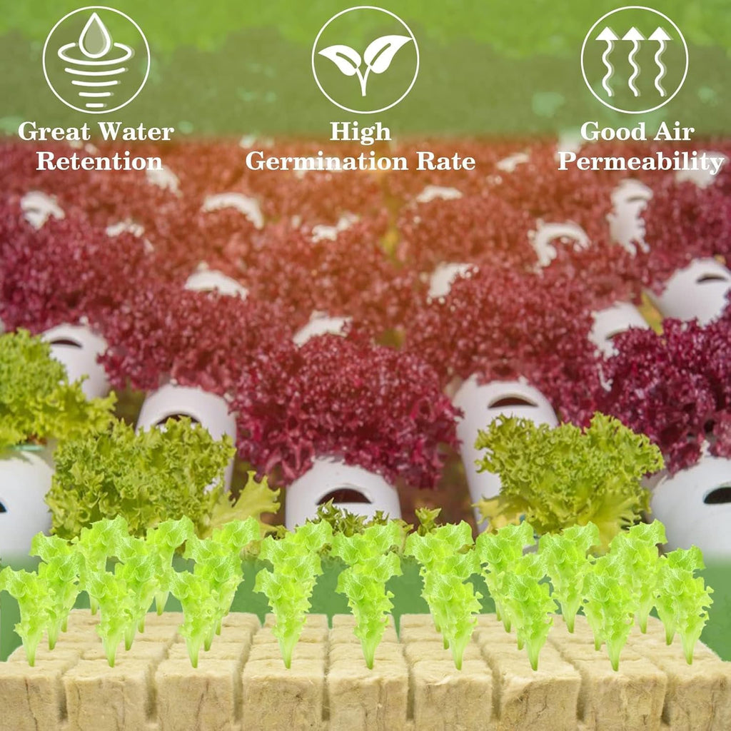 Halatool 1.2 in Rockwool Cubes for Hydroponics, 144 Plugs Seed Starter Cube | High Germination Rate for Vegetables &