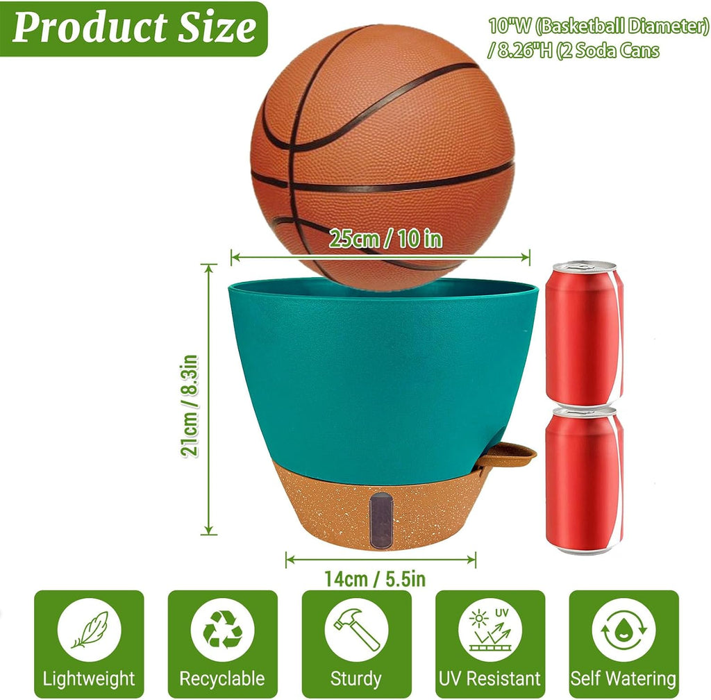 2 Pack 10 inch Plant Pots, Plastic Self Watering Planters | Drainage Holes, Deep Reservoir, Water Level Indicator