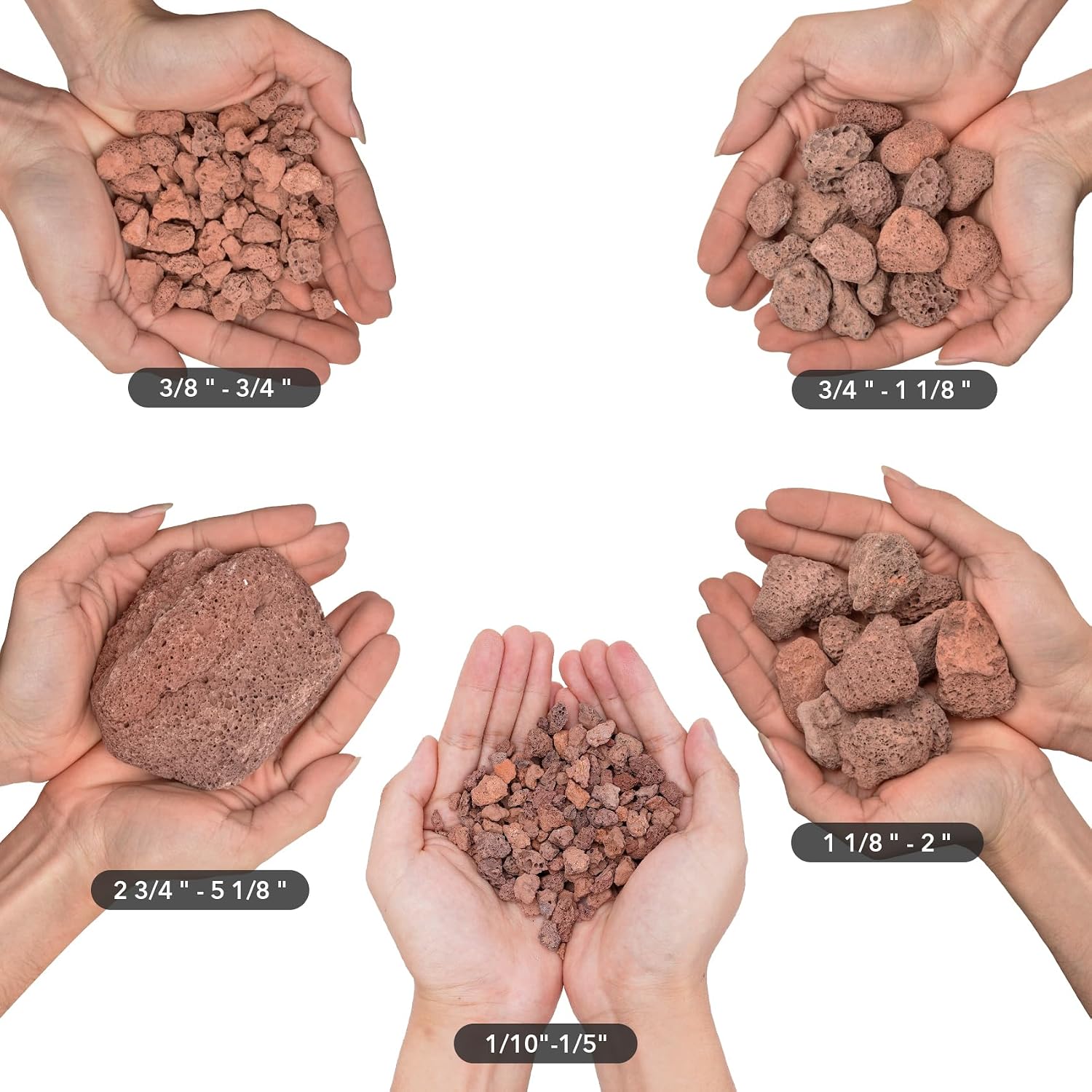 Skyflame 10LB Lava Rocks for Fire Pits, Fire Tables, Fireplaces | 1/10"-1/5" Natural Sizes, Red, Garden Landscaping