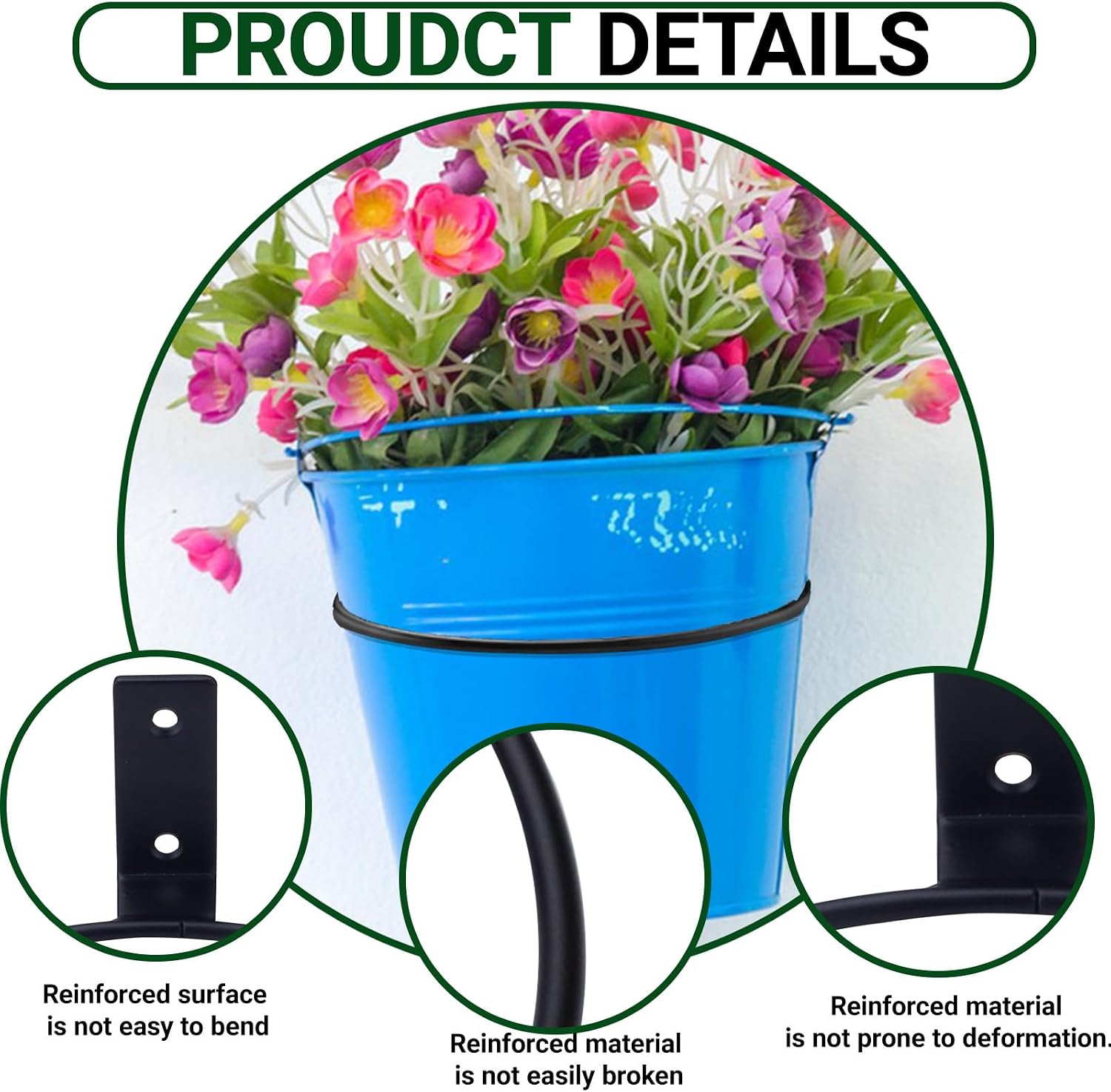 8 Pack 8 Inch Flower Pot Holder Ring Wall Mounted, Steel Plant Wall Hanger, Outdoors & Indoors Hanging Brackets, Fits
