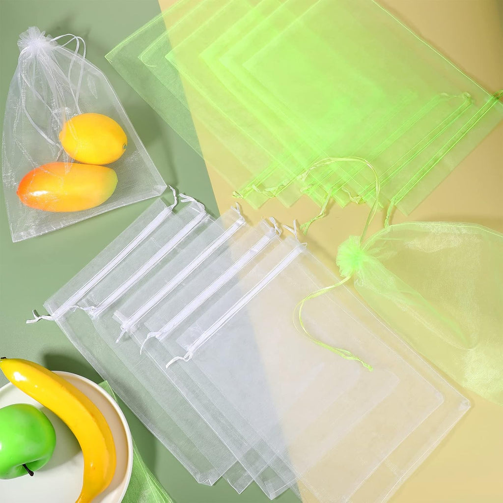 Woanger 300 Pcs Fruit Protection Bags 8 x 12'' Fruit Bags for Fruits Trees Green Netting Fruits Cover Bag with