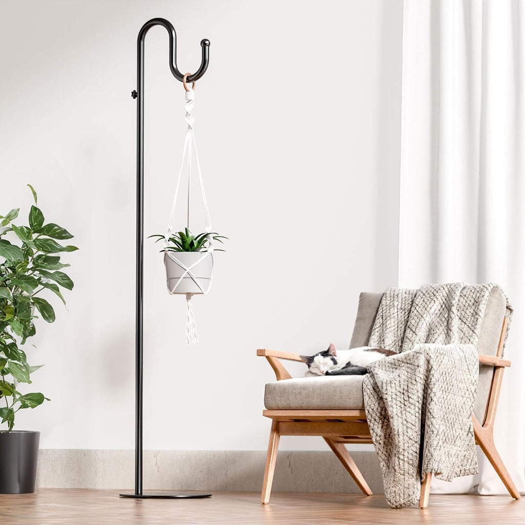 74" Shepherds Hook Stand: Hanging Bird Feeders, Plants, and Wind Chimes | Heavy Duty, Adjustable, Free Standing Pole