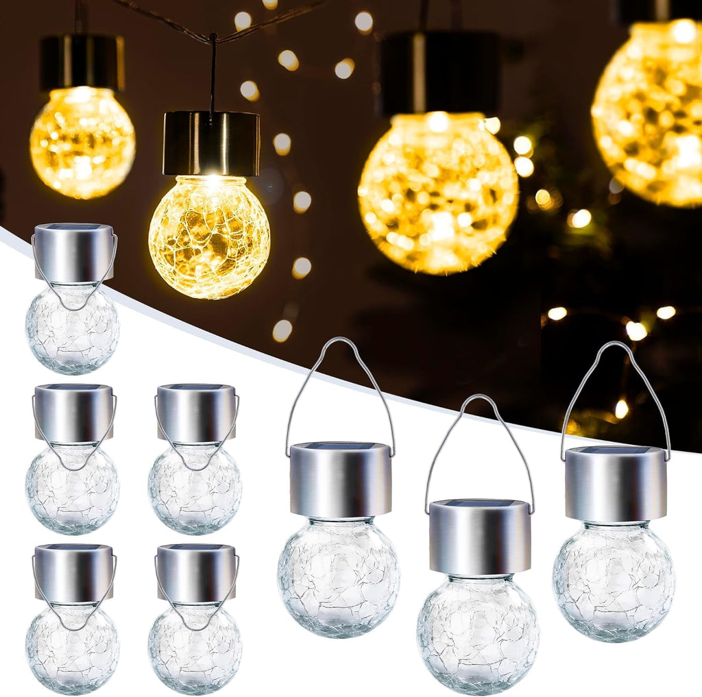 GIGALUMI Solar Lights Outdoor Hanging Lantern Garden Decor for Outside 8 Pc