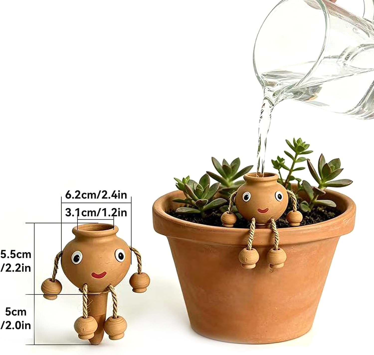 2 Pack Terracotta Watering Spikes, Cute Ceramic Self Watering Insert for Indoor Plants, Decorative Automatic Waterer &
