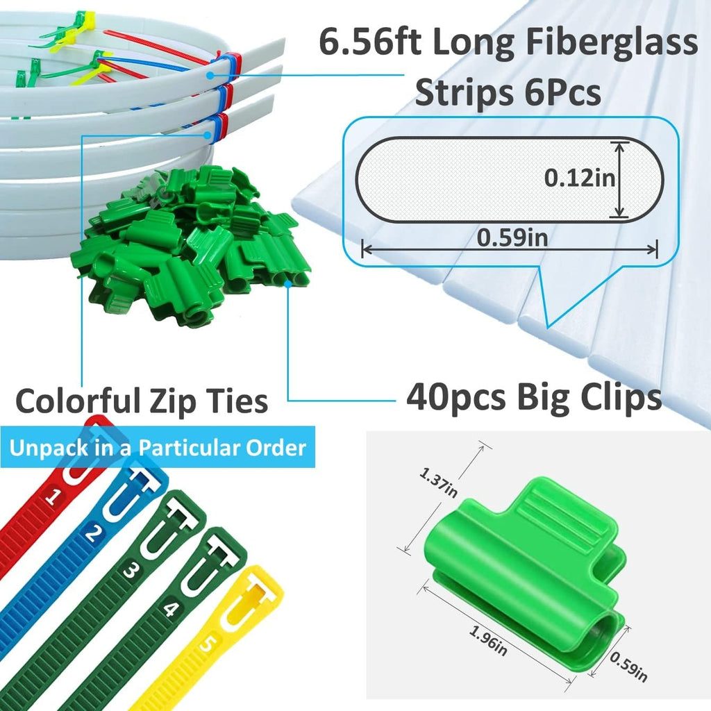 Greenhouse Hoops for 2-4ft Wide Raised Beds, 6.56ft Long Super Bendable Fiberglass Garden Hoops, Weather Resistant Grow