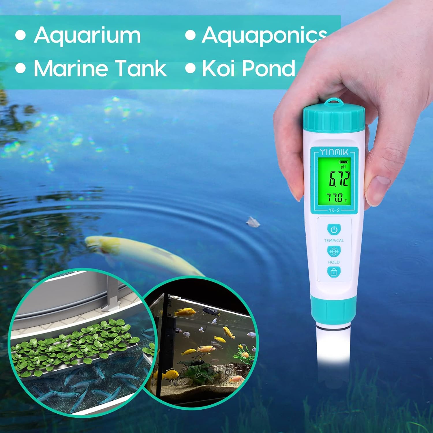 Digital pH Meter with Extra Replaceable Probe, Pocket pH Tester for Hydroponics, Accurate Water Tester for Swimming