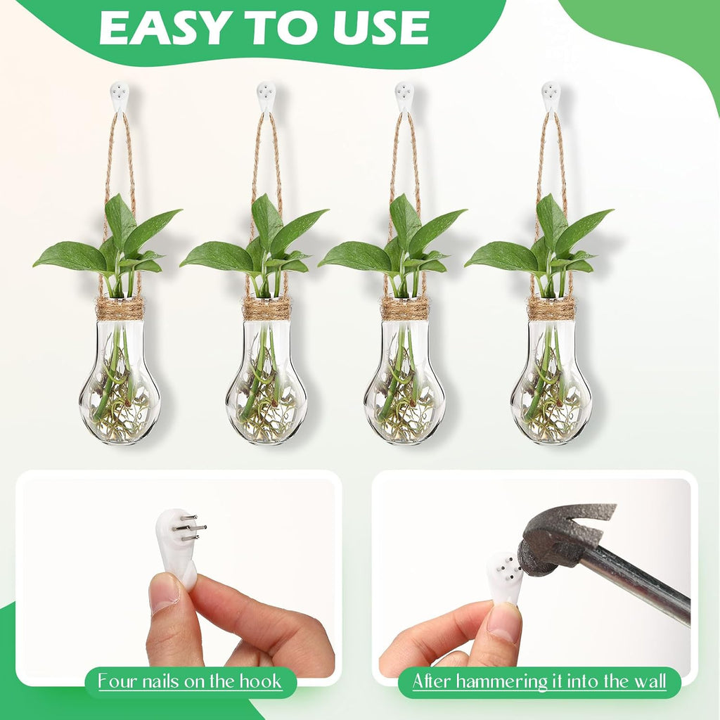 24 Pack Hanging Plant Propagation Stations 3.9 Inch Plastic Propagation Vases with Hooks and Cleaning Brush Clear