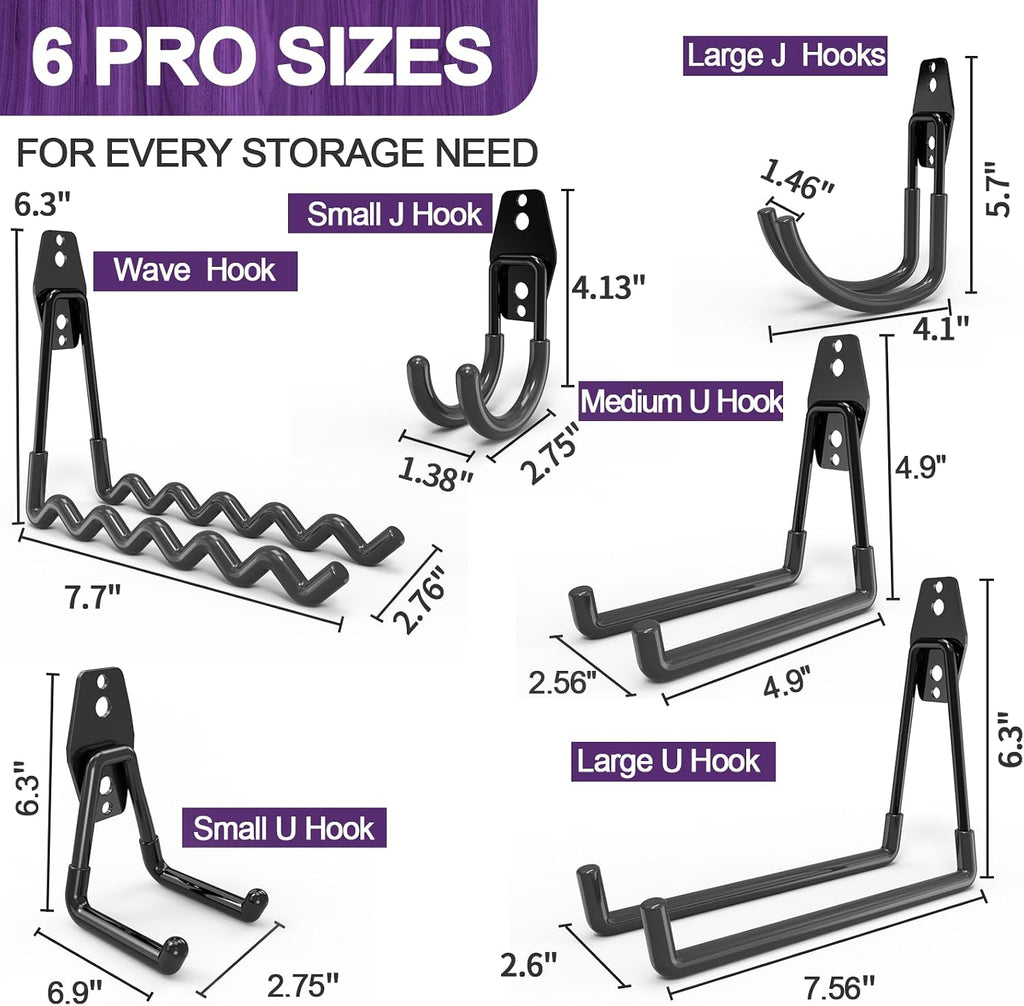16 Pack Garage Hooks Heavy Duty Wall Mount Storage Hangers Holder Organizer, for Power Tool, Garden Yard Tools