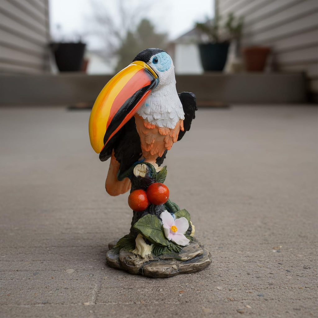 Outdoor Toucan Statue for Garden, Yard & Flower Bed Decor | Weather-Resistant Resin, Toucan Figurine Adds Farmhouse