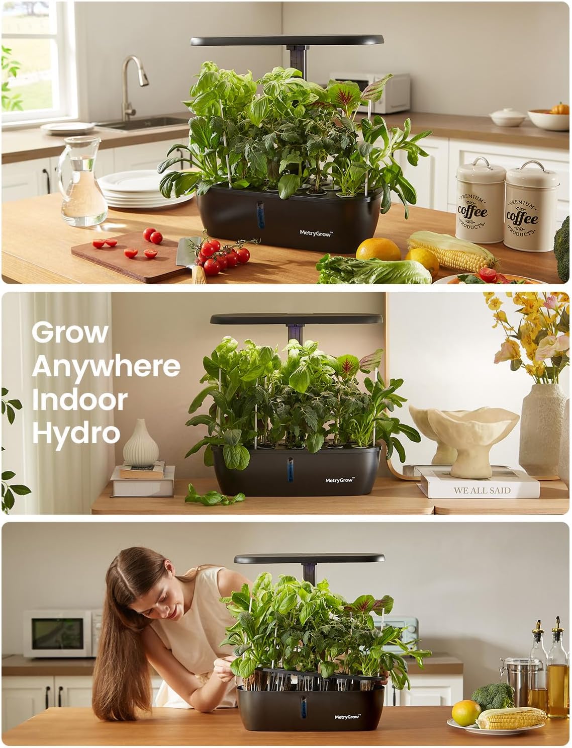 MG-15 Hydroponic Growing System Kits, Smart Indoor Garden with 24W Grow LED Light Full Spectrum, 15 Pods Herb Garden