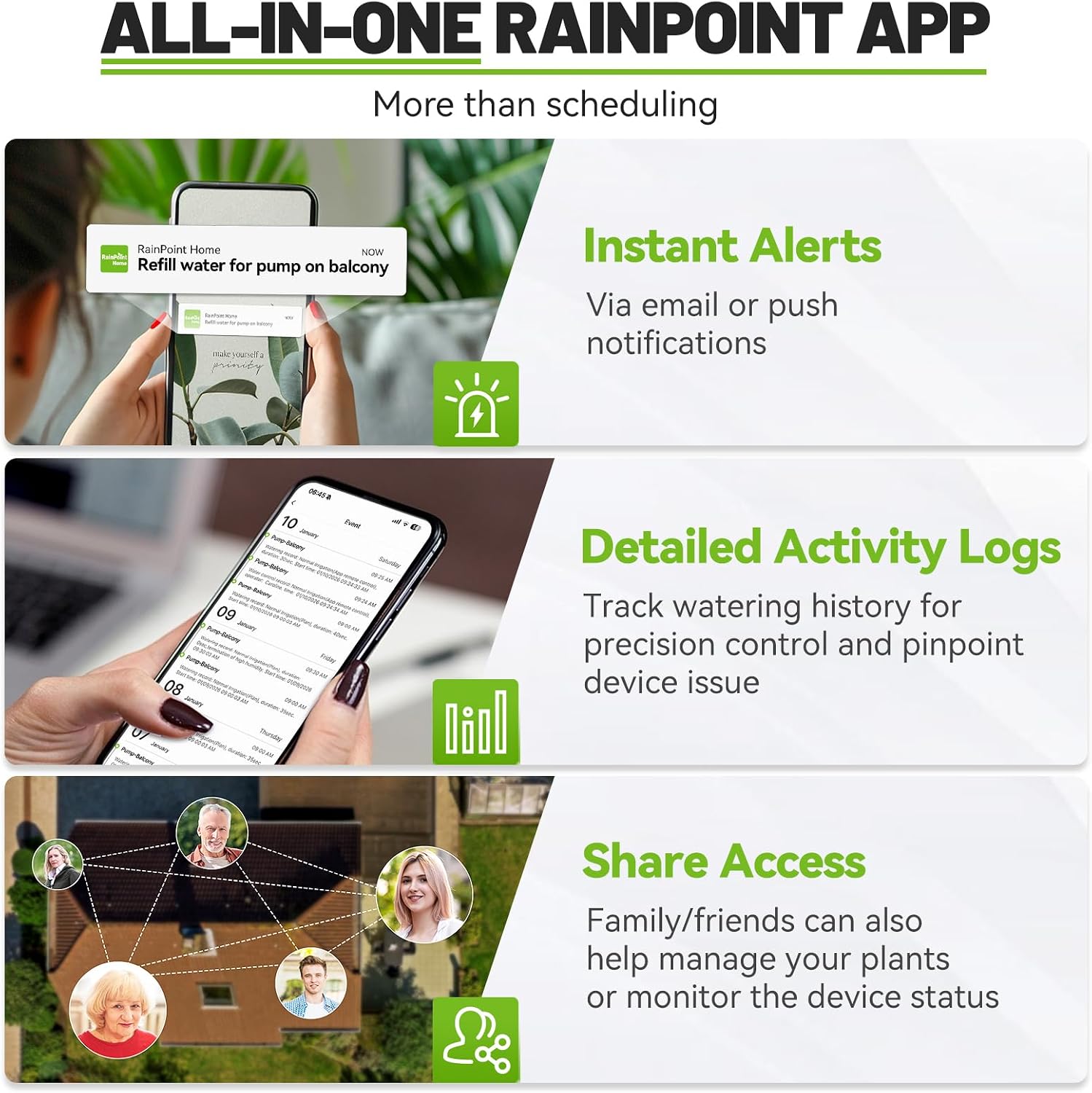 RAINPOINT Smart WiFi Solar Drip Irrigation System for Indoor&Outdoor Use,WiFi HUB Need,APP Control Auto Plant Waterer