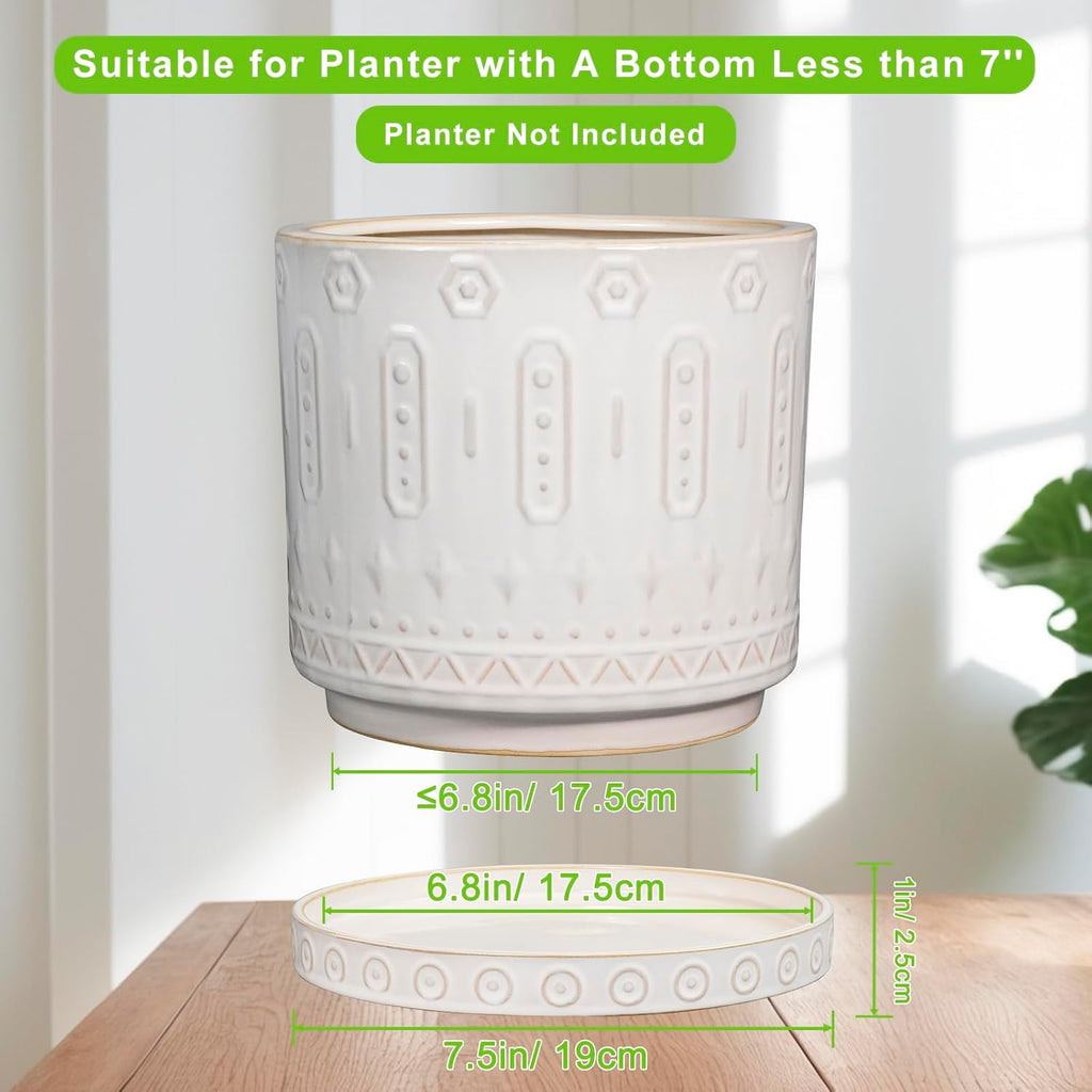 Eightpot Plant Tray for Pots - Ceramic Plant Saucer for Indoors Outdoors 7.5 Inch Plant Water Catcher Tray Plant