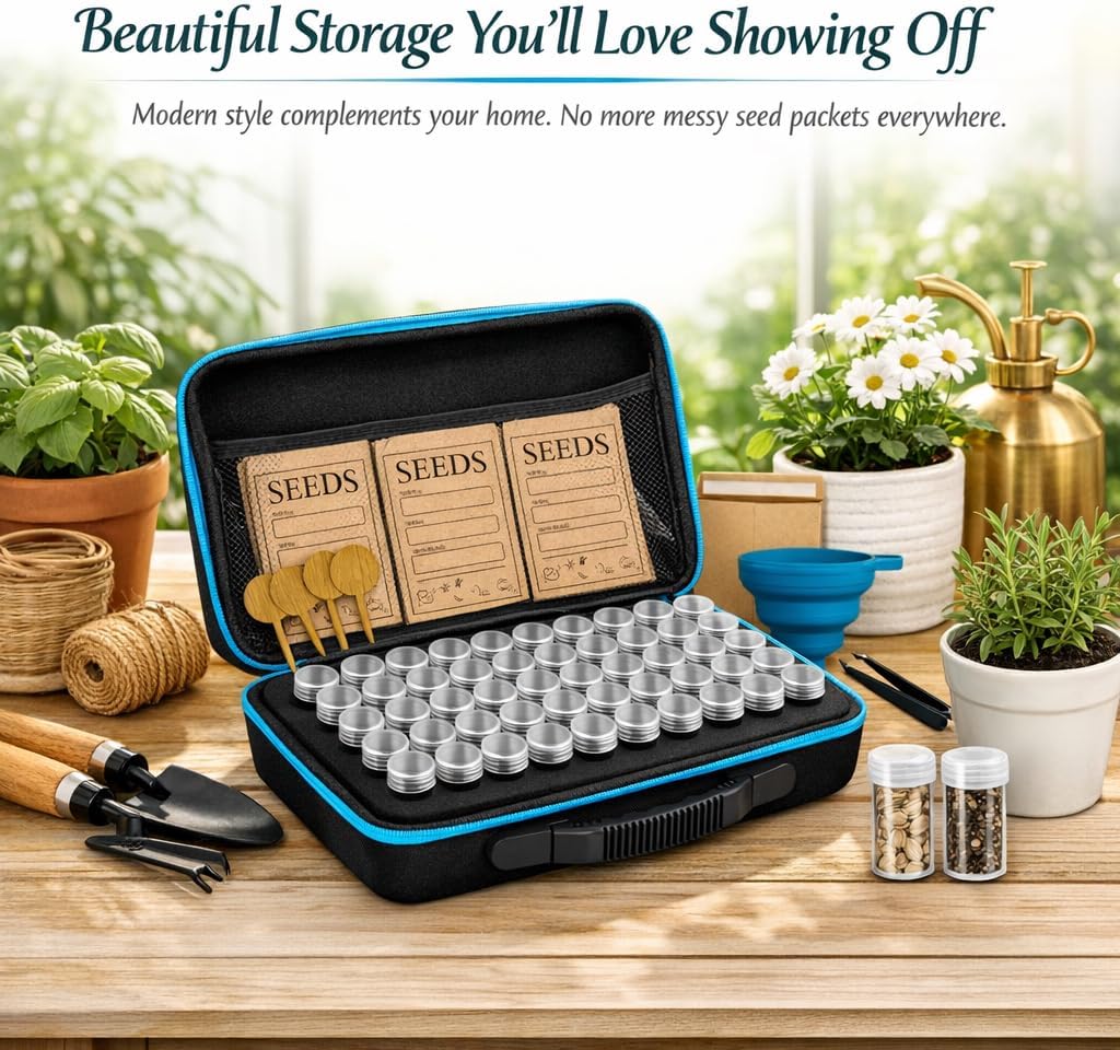 Seed Storage Organizer Kit with 120 Seed Containers, Seed Organizer & Seed Saving Box for Seed Collection &