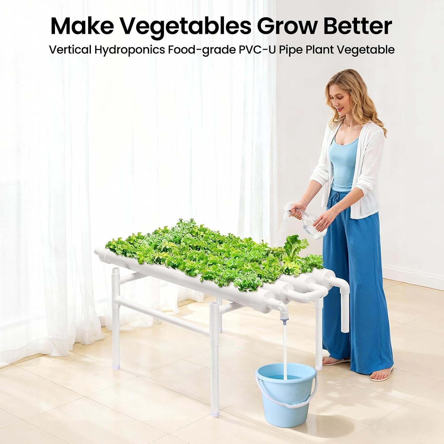Upgraded Hydroponics Growing System, 36 Plant Sites, 1 Layers 4 Food-Grade PVC-U Pipes,hydroponics Growing System Kits