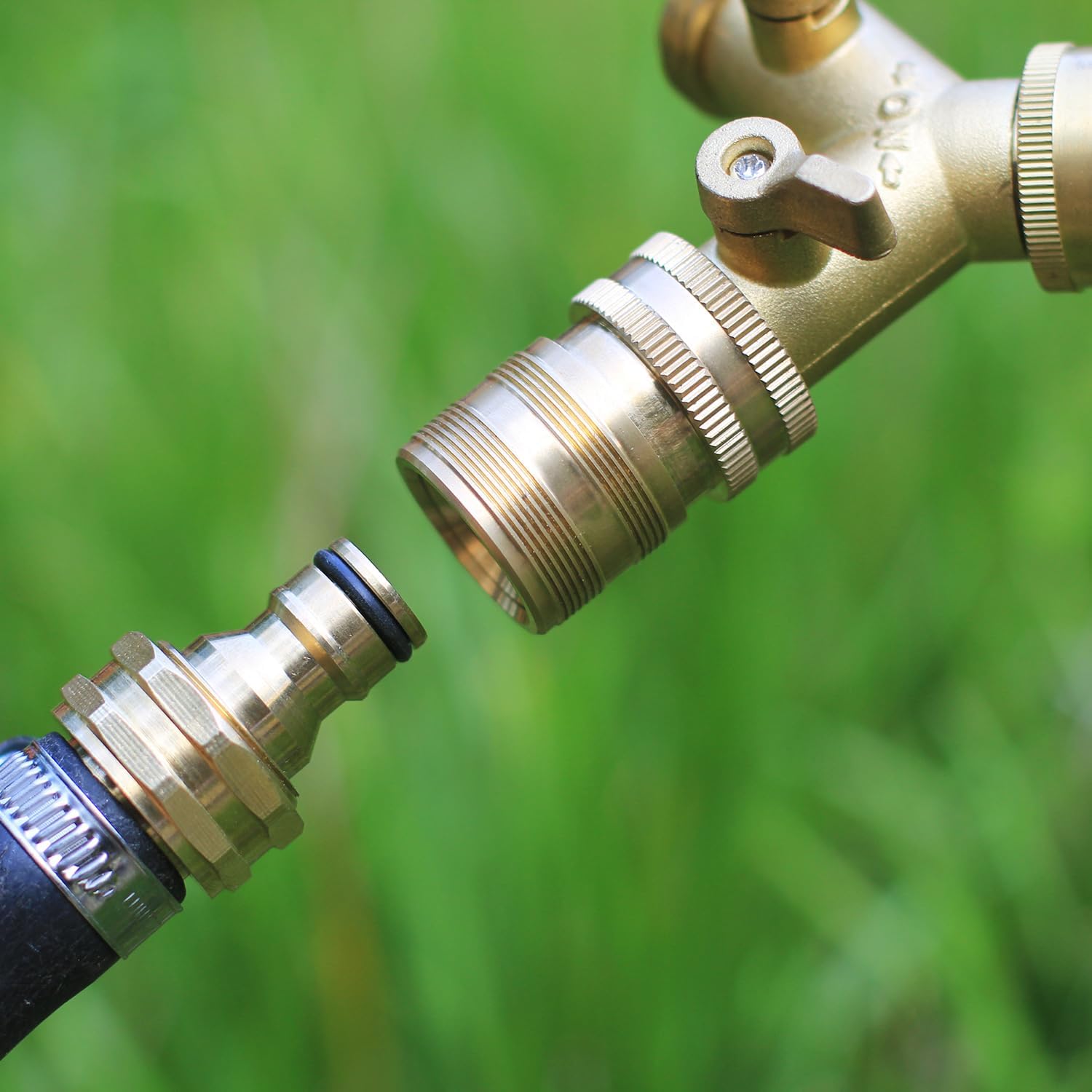 Garden Hose Quick Connect Solid Brass 3/4 inch GHT Internal Thread Quick Connect Fittings Famale Quick Connector 4 Set