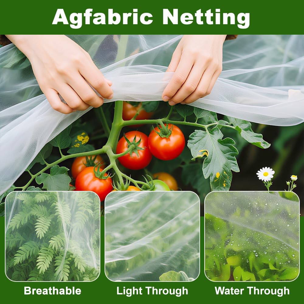 Agfabric Garden Netting 10'x20' Insect Pest Barrier Bird Netting for Garden Protection,Row Cover Mesh Netting for