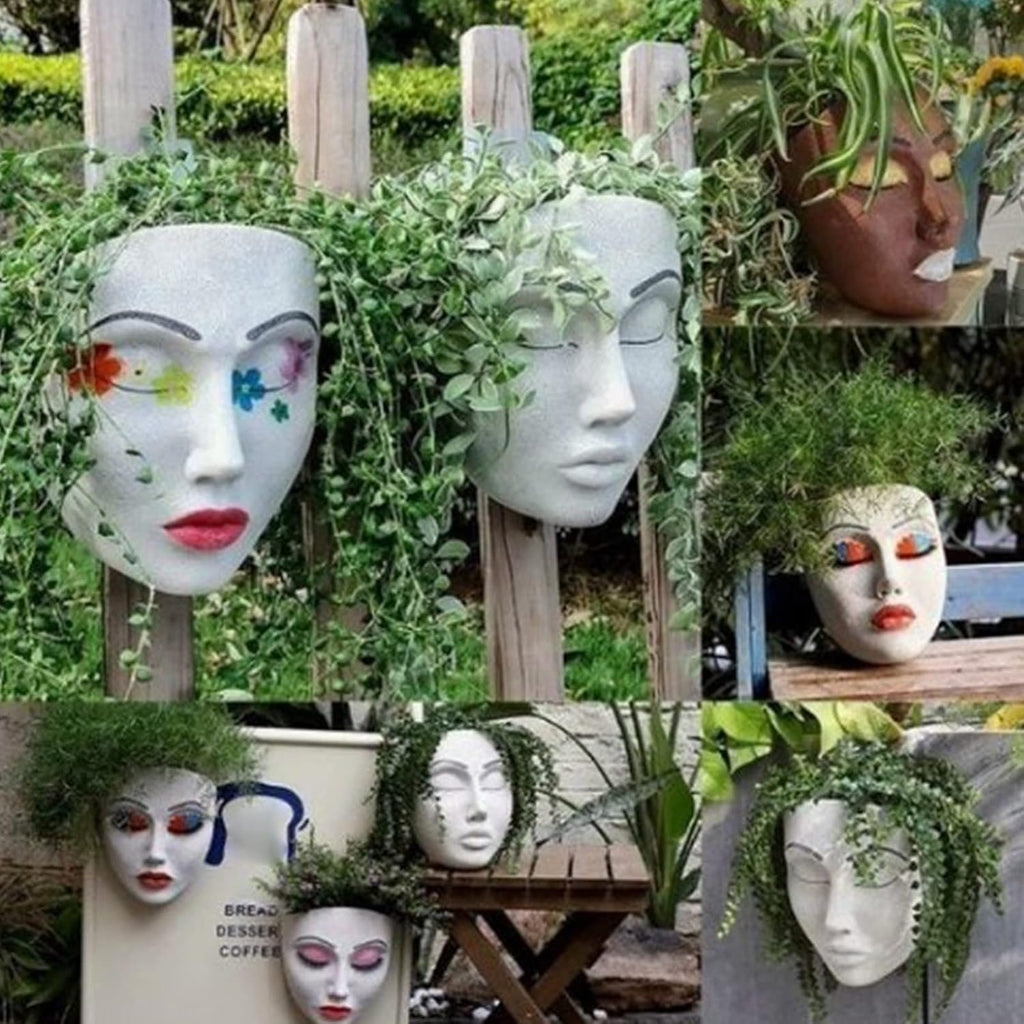 Wall Planter for Indoor Outdoor Plants, Face Planter Hanging Plant Pot for Home Decor, Modern Face Vase Face Flower Pot