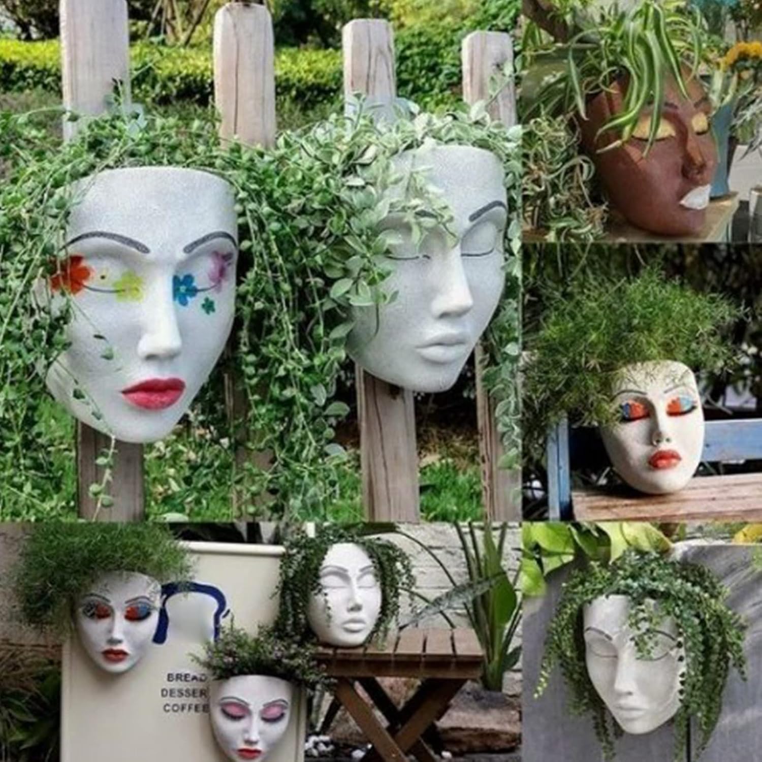 Wall Planter for Indoor Outdoor Plants, Face Planter Hanging Plant Pot for Home Decor, Modern Face Vase Face Flower Pot
