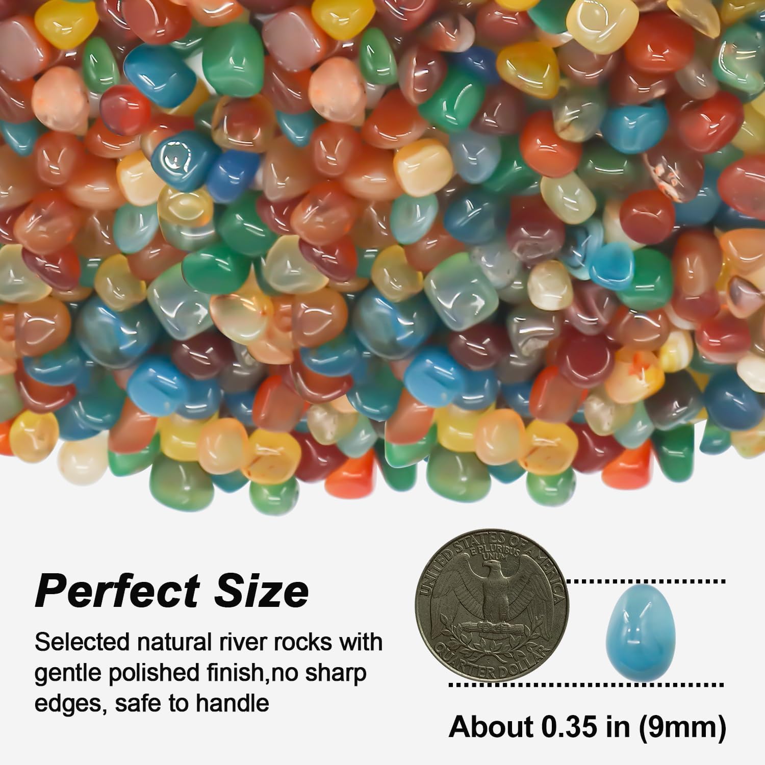 Decorative Aquarium Rocks & Pebbles for Fish Tank, Plant, & Landscaping | Smooth Polished Pebbles for DIY Resin Art