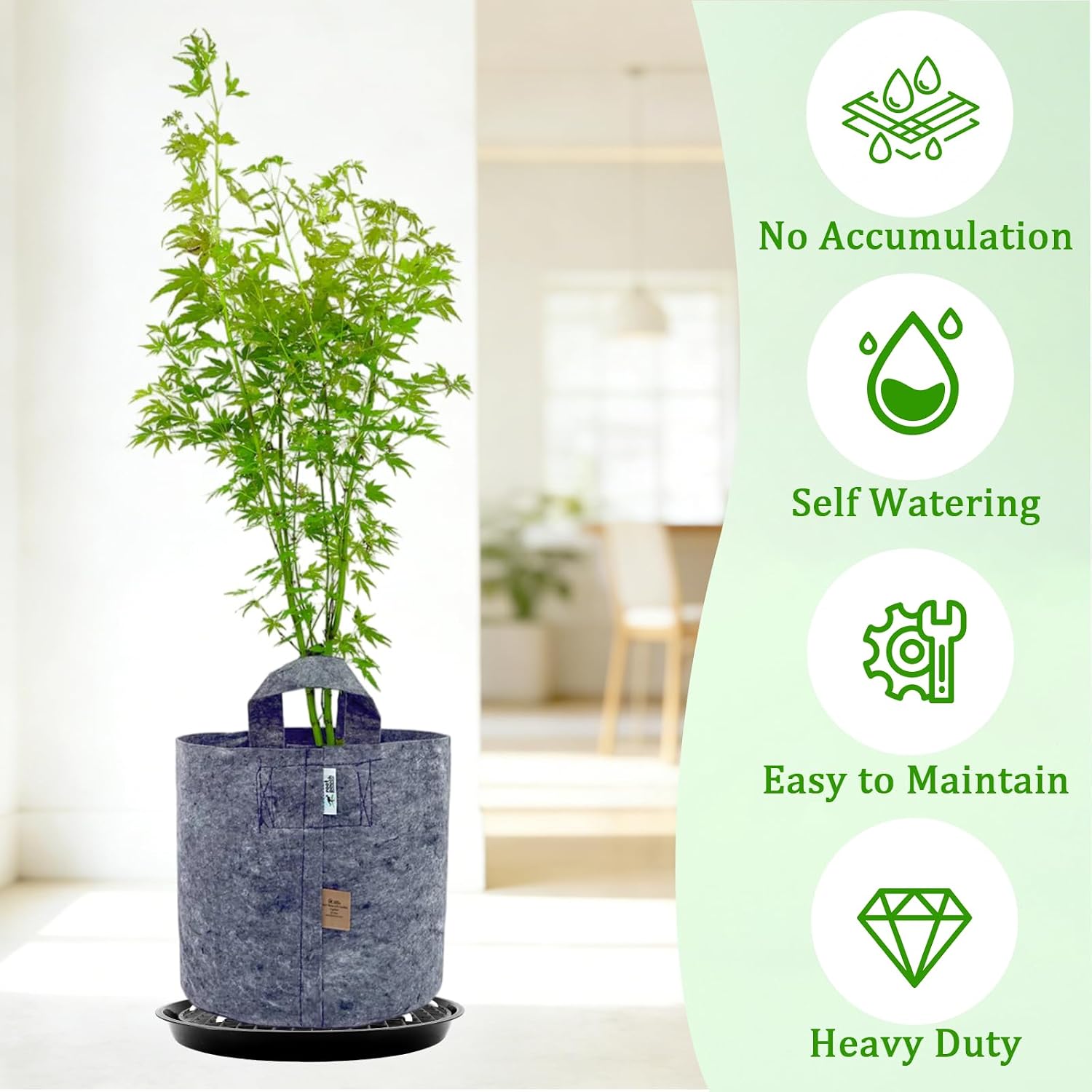 5-Pack 12" Plastic Plant Saucer, Self Watering Pots for Indoor Plants, Bottom Plant Water Catcher Tray, Indoor/Outdoor
